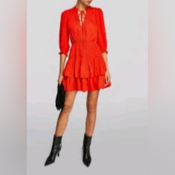 Joie Dresses & Skirts - Joie Orange Ruffle Keyhole Dress Small